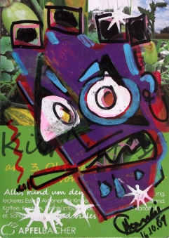 ArtCard, übermalte Postkarte, DIN-A6